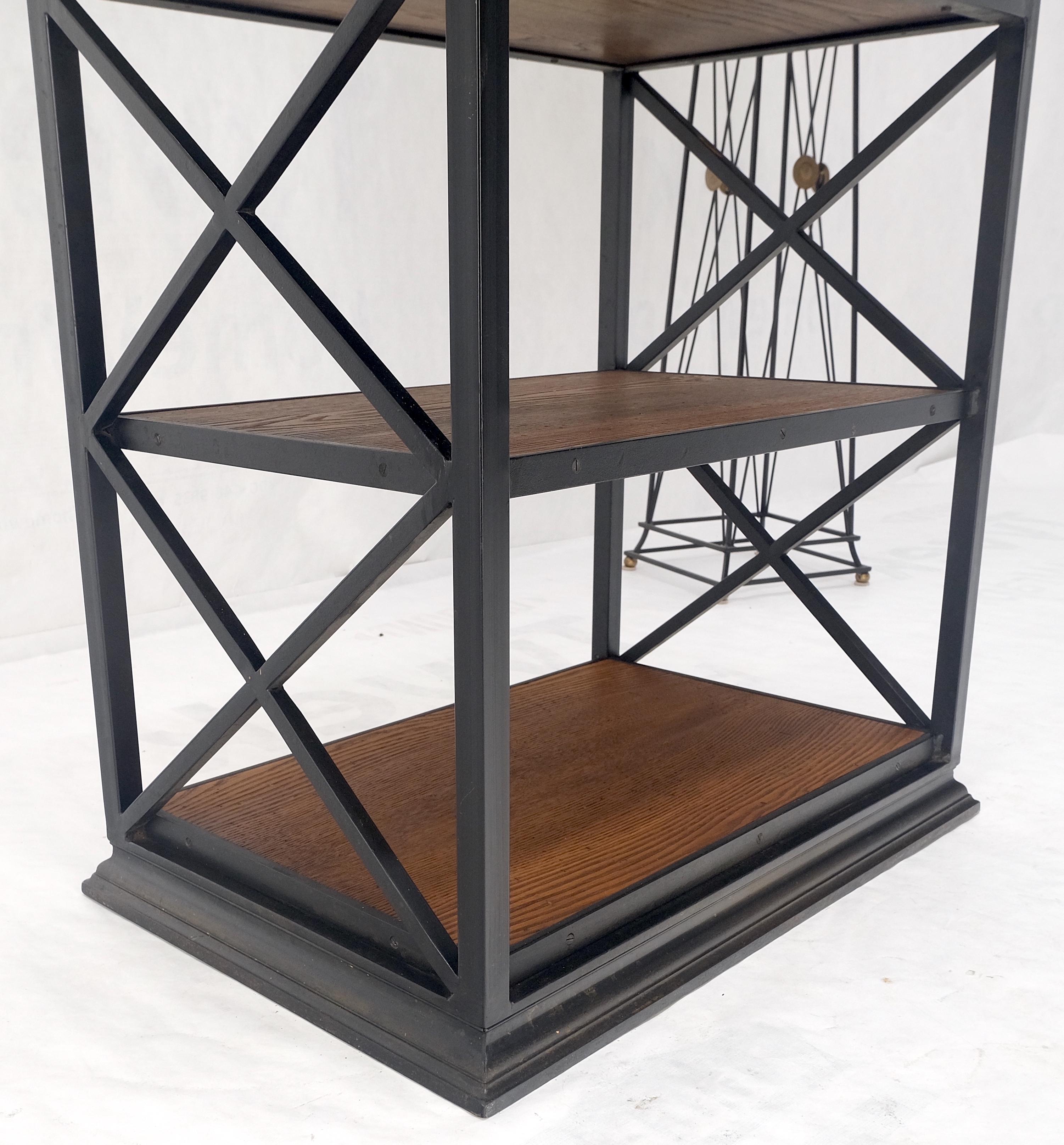 American Black Steel & Wormy Chestnut Shelves 8 Foot Tall Etagere BookCase Display MINT For Sale