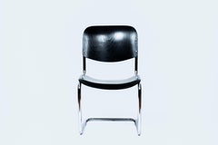 Black Steelpipe Chair in Bauhaus-Style (Vienna, 1970)