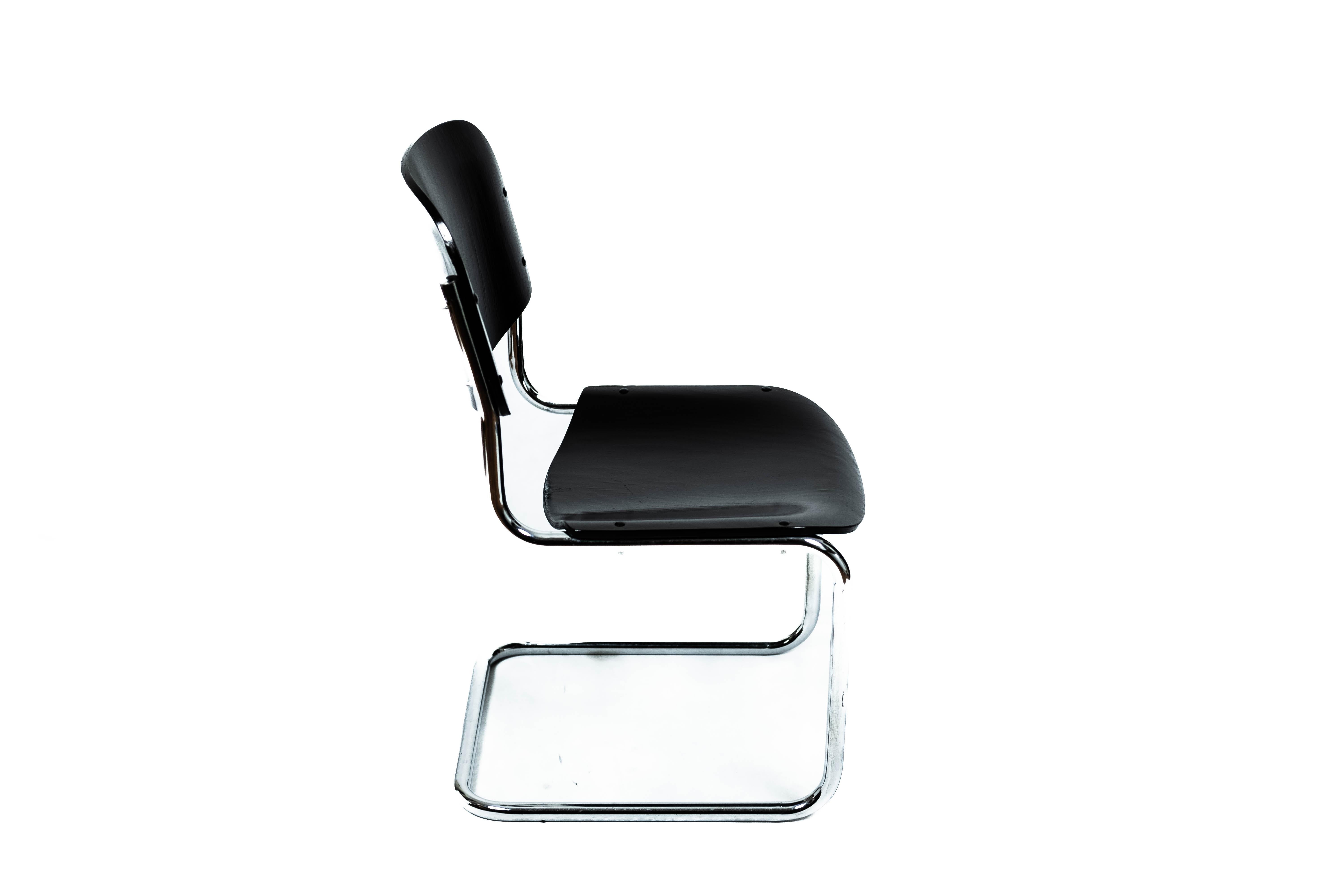 Late 20th Century Black Steelpipe Chair in Bauhaus-Style (Vienna, 1970) For Sale