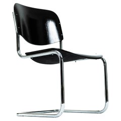 Vintage Black Steelpipe Chair in Bauhaus-Style (Vienna, 1970)