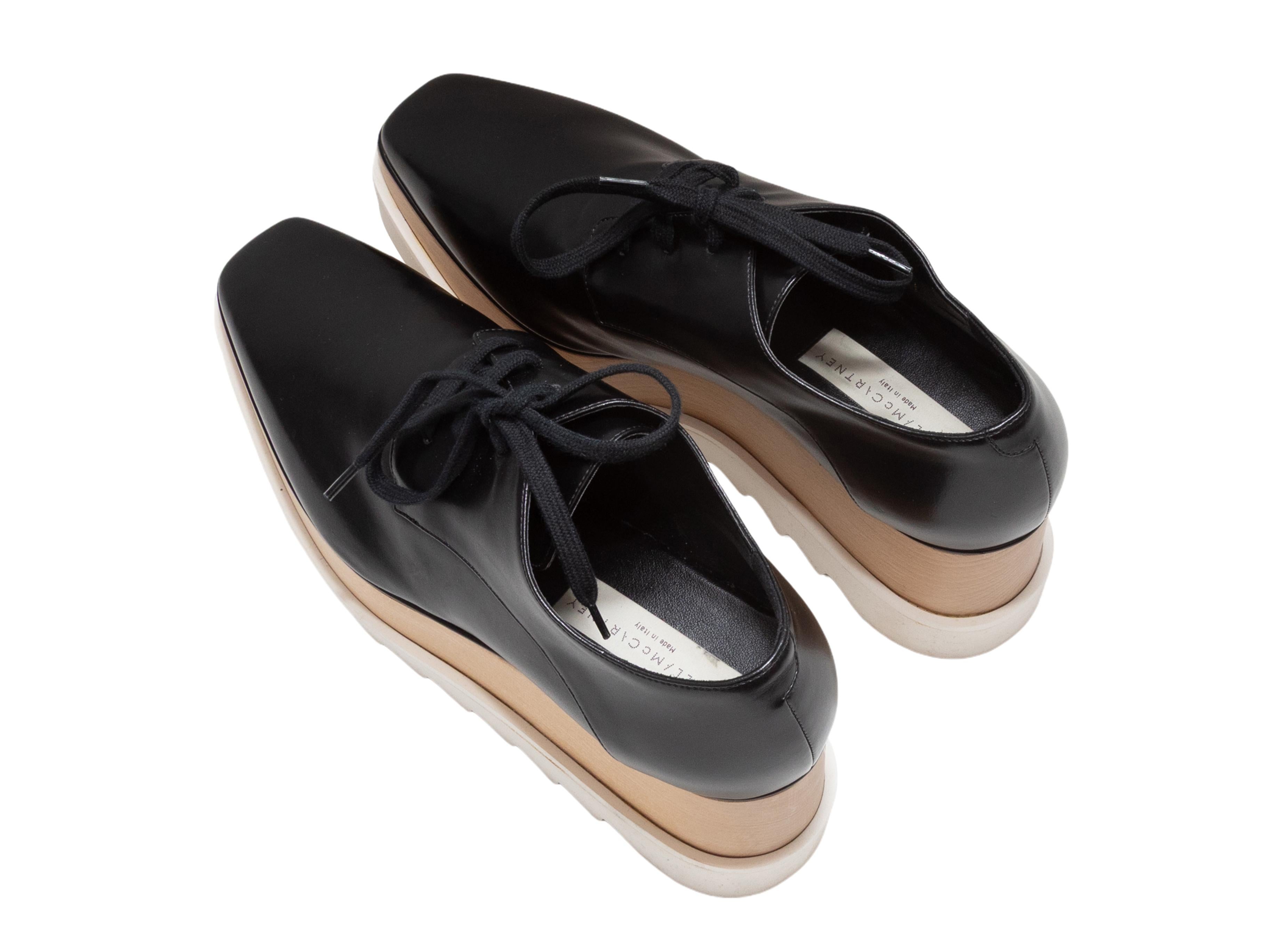 Beige Oxfords à plateforme en cuir végétal noir Stella McCartney Taille 37.5 en vente