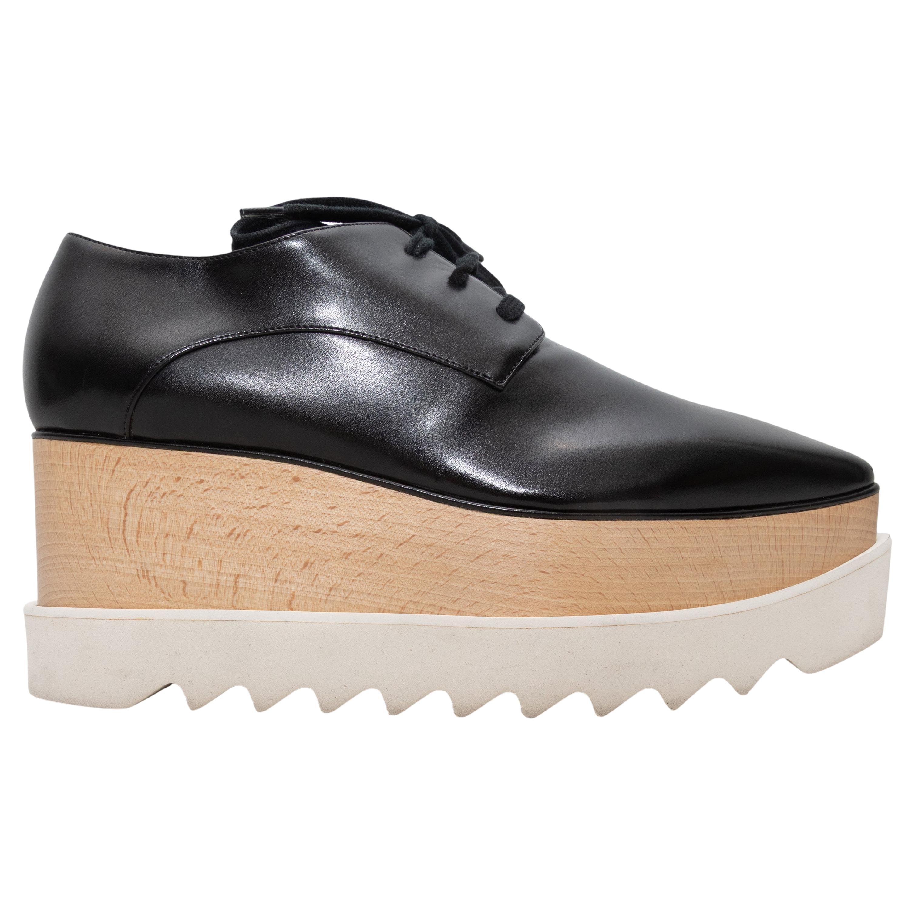 Oxfords à plateforme en cuir végétal noir Stella McCartney Taille 37.5