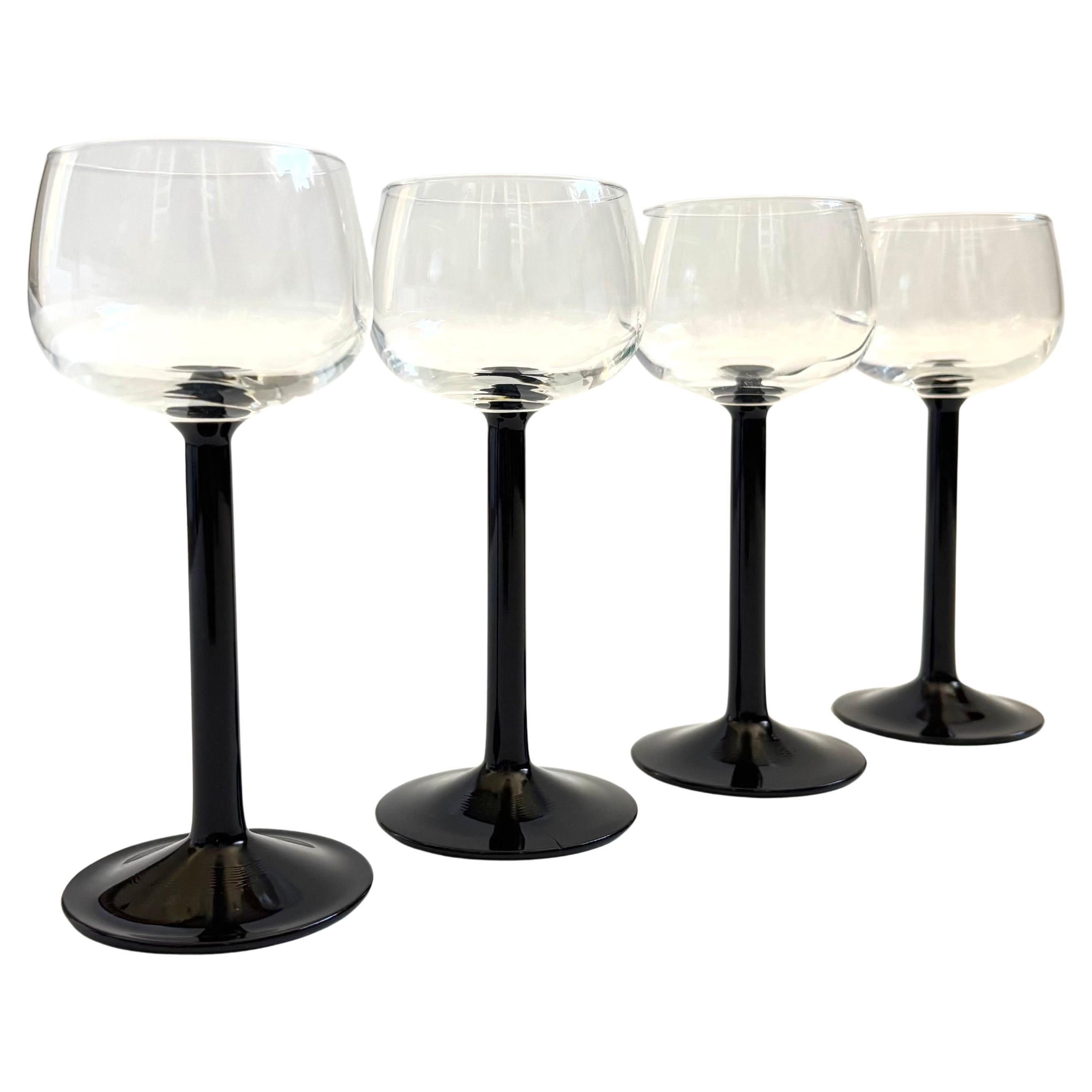Schwarze Champagnergläser mit Stiel von Luminarc, Frankreich - 4er-Set im Angebot