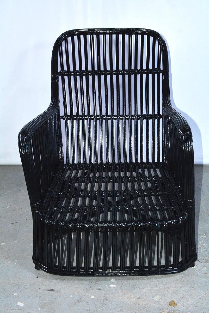 Vintage rattan stick wicker, split reed armchair. Great for porch or patio.