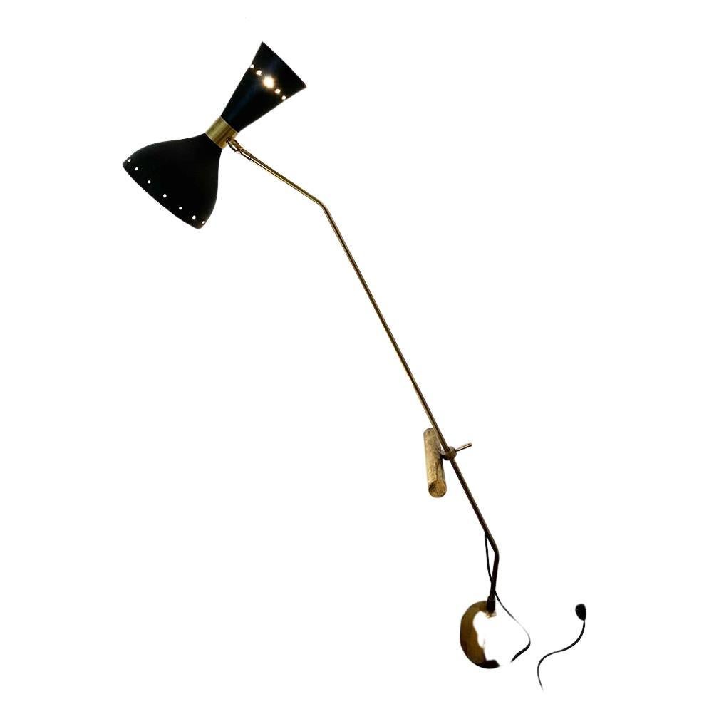 Schwarze Tischlampe im Stilnovo-Stil, Design