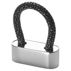 Luxury Pull Handle, Various Metal & Leather Color Finishes Padlock Shape. Black