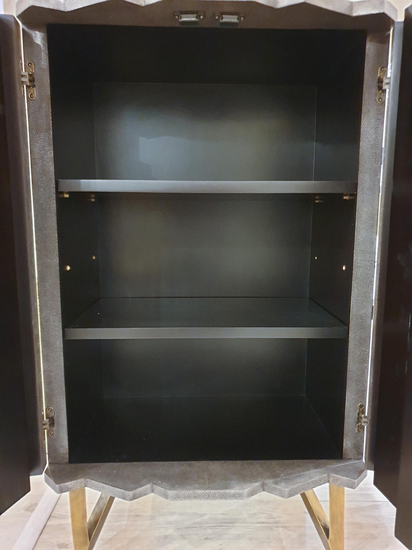 French Black Stone and Shagreen Cabinet by Ginger Brown For Sale