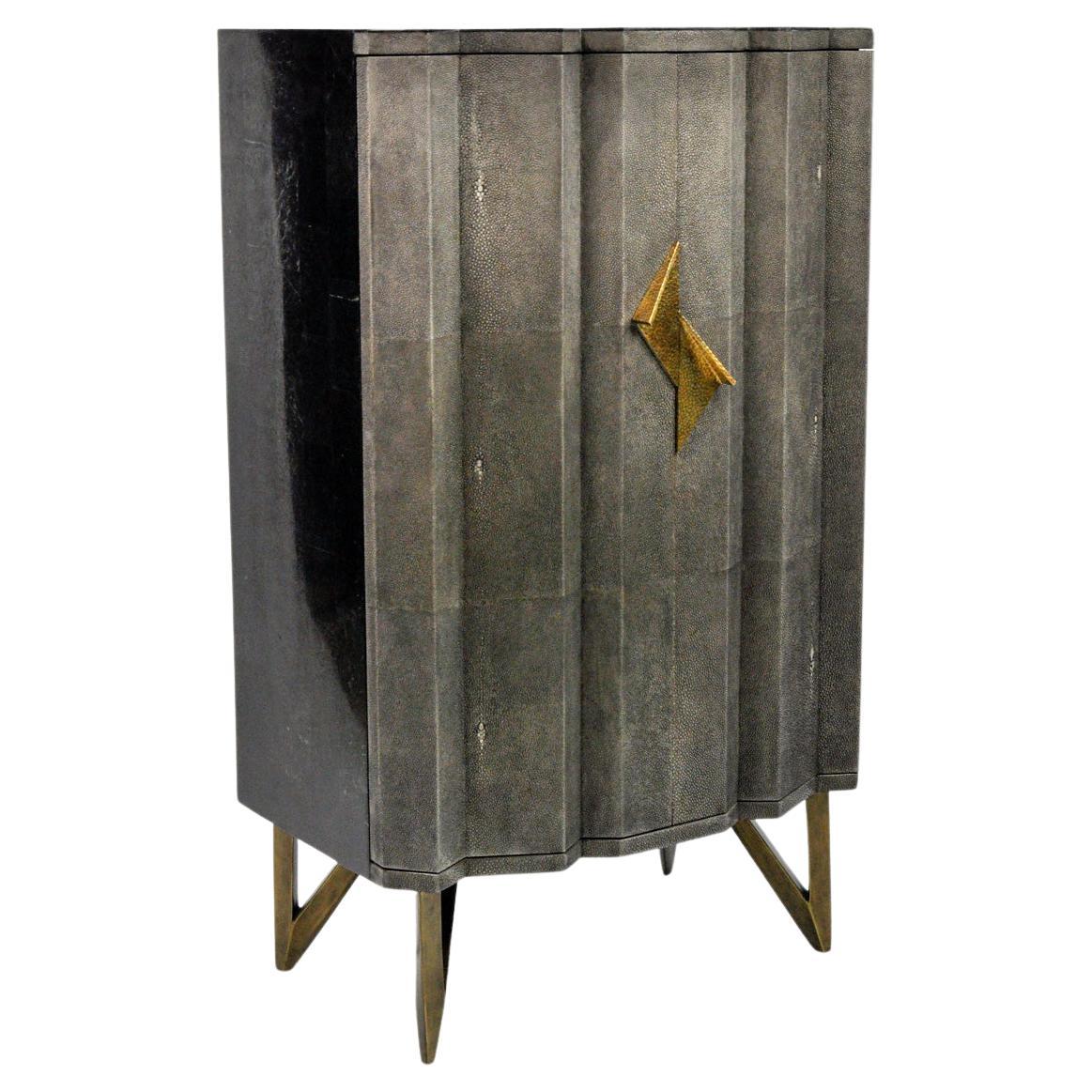 Black Stone and Shagreen Cabinet by Ginger Brown For Sale