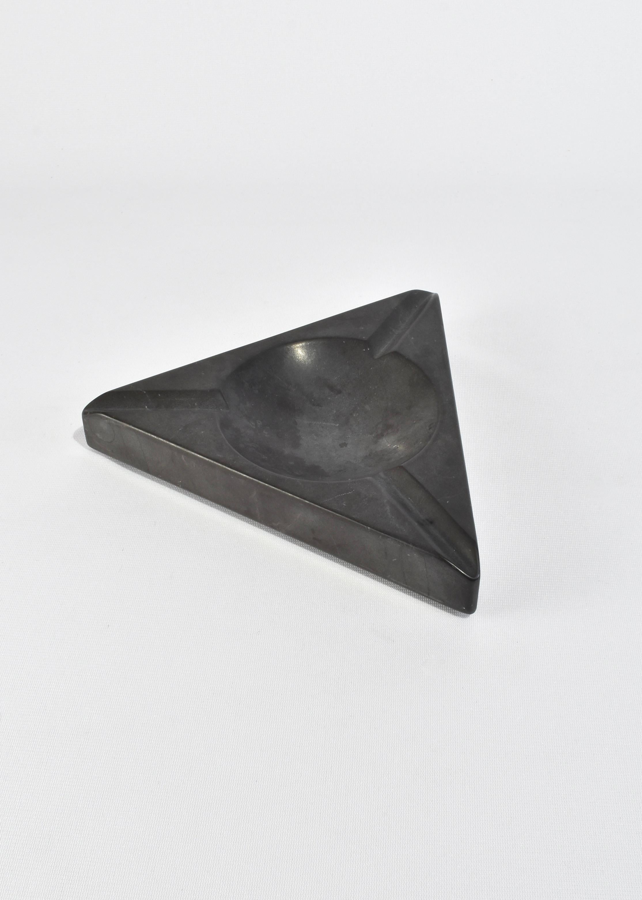 Vintage carved stone ashtray or catchall in a triangle shape. Perfect for jewelry keeping, part of a table scape or a catchall for small treasures.
