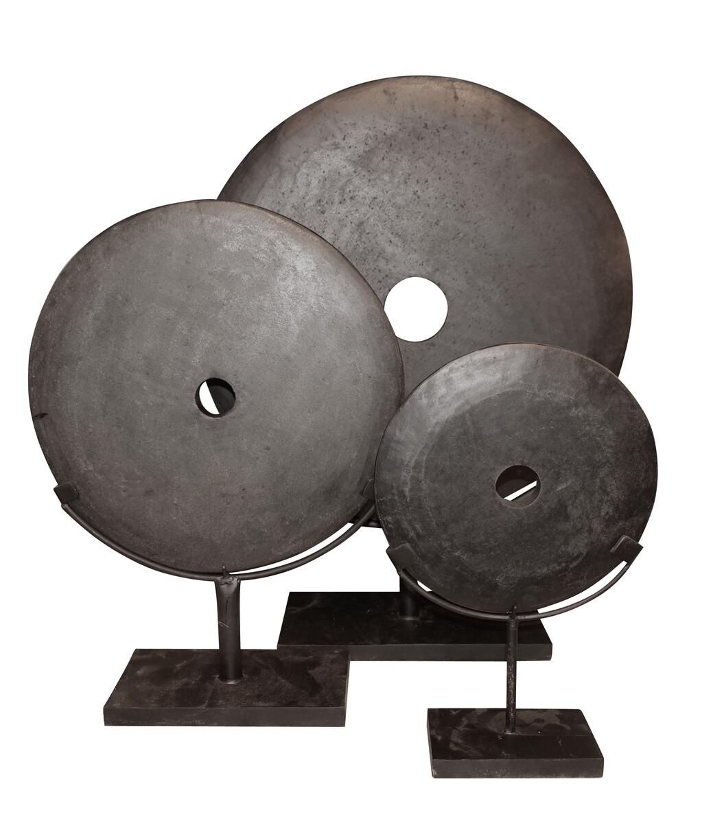 Chinese Black Stone Disc Sculpture, China, Contemporary