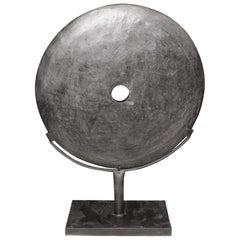 Black Stone Disc Sculpture, China, Contemporary