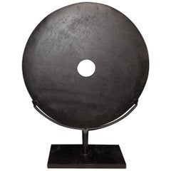 Black Stone Disc Sculpture, China, Contemporary