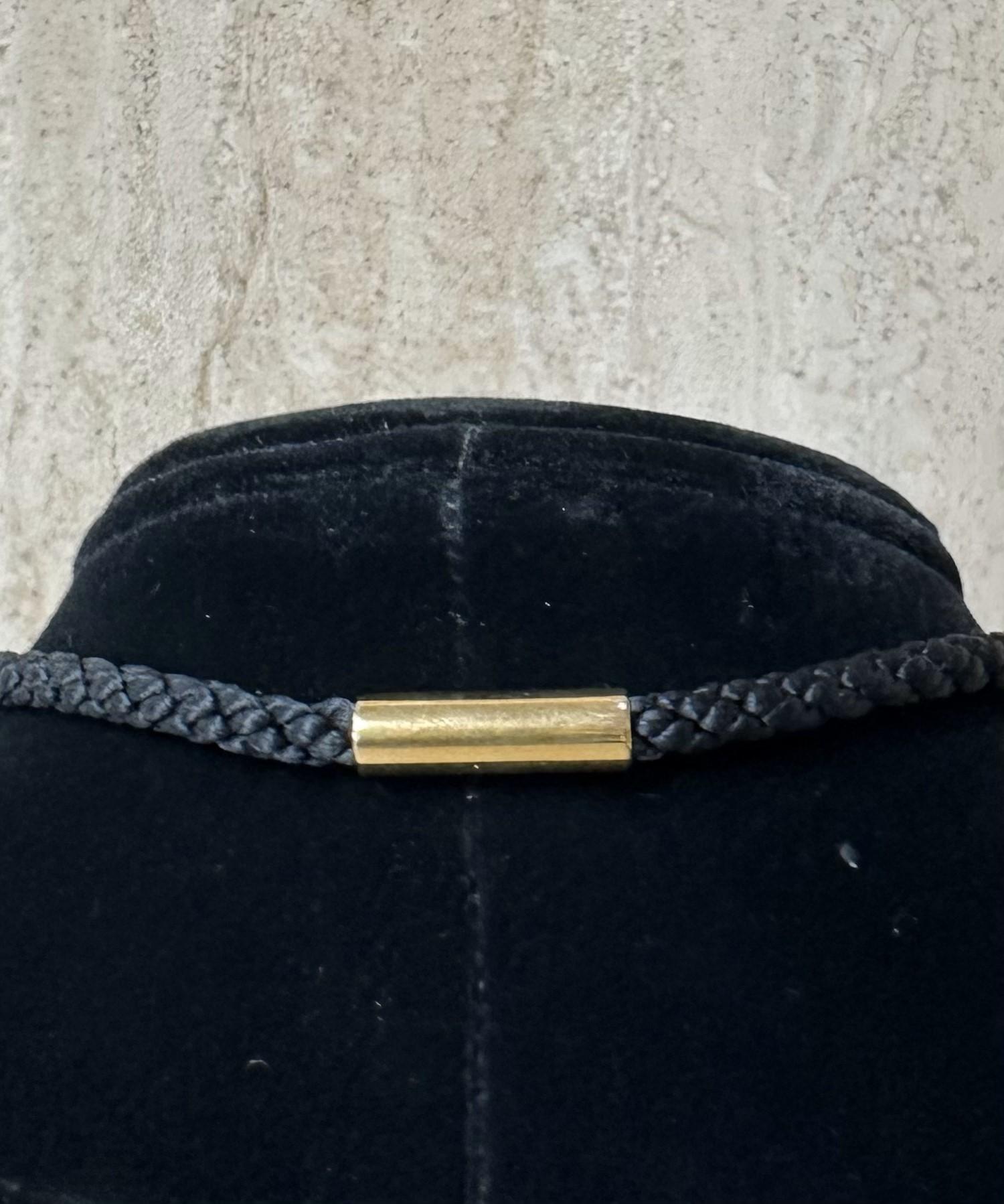 Black Stone Pendant Necklace on Rope In Good Condition For Sale In Lake Worth Beach, FL