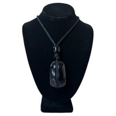 Black Stone Pendant Necklace on Rope