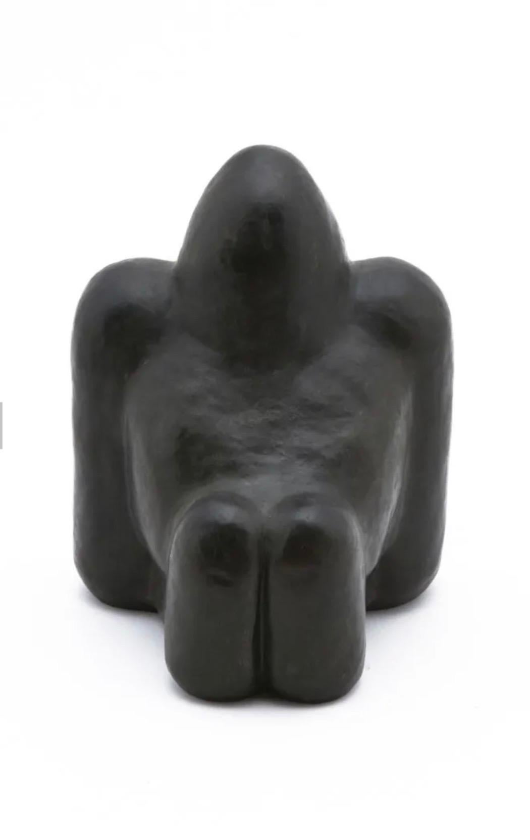 European Black Stone Stylized Monkey Sculpture For Sale