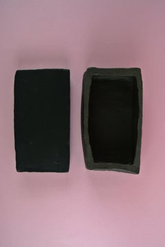 Black Stoneware Box with Lid and Black Matte Glaze