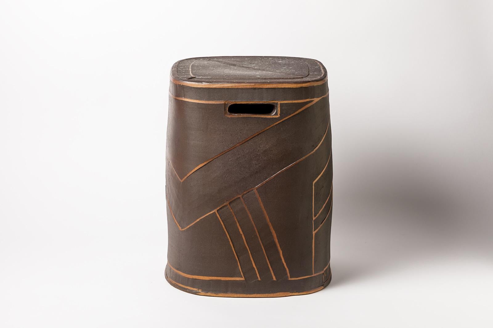 Modern Black Stoneware Ceramic Stool by Roz Herrin La Borne Design Table 5/11 For Sale