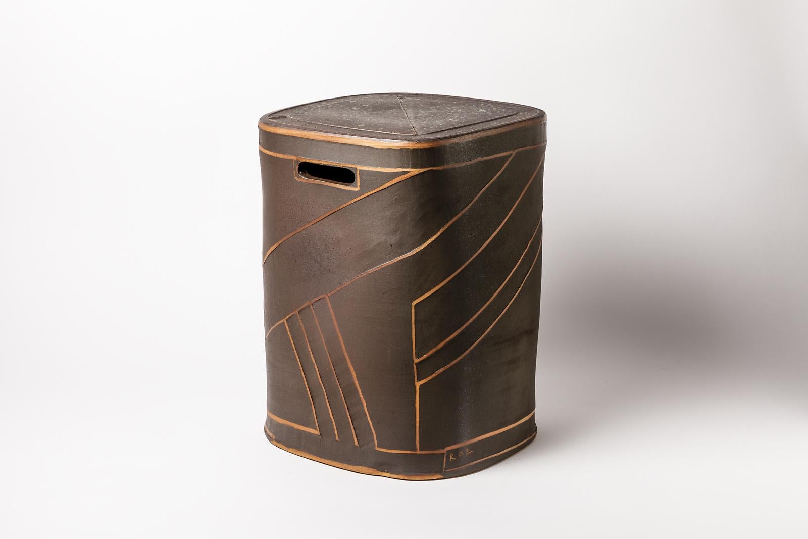 Black Stoneware Ceramic Stool by Roz Herrin La Borne Design Table 5/11 For Sale 3