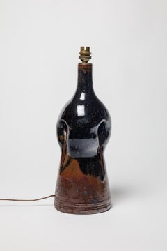 lampada da tavolo in gres nero circa 1970 design La Borne Potters