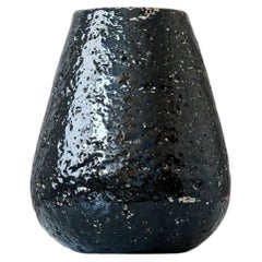 Schamottevase aus schwarzem Steingut von Gunnar Nylund für Rorstrand, Schweden, 1930er Jahre.
