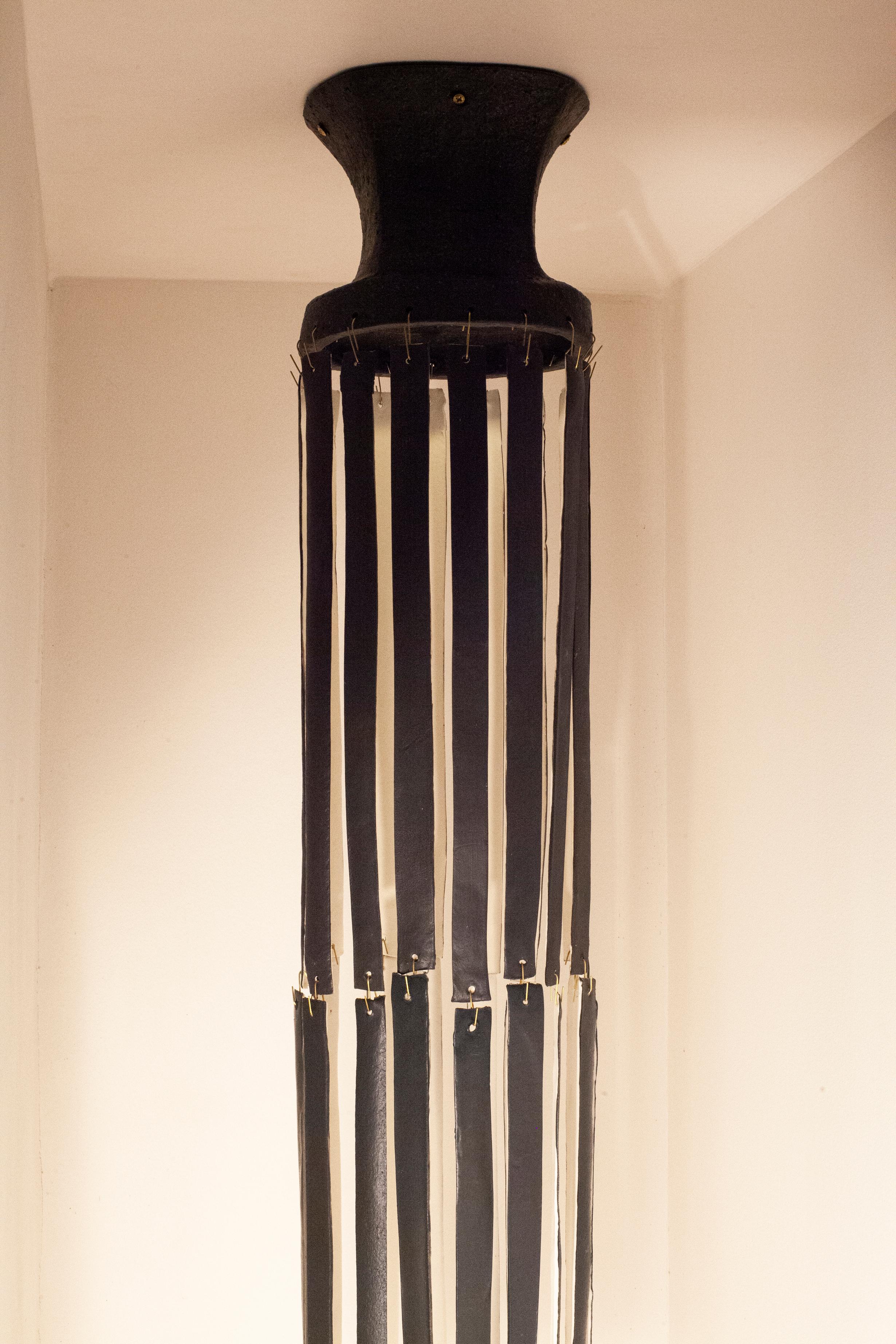 Danish Black Stoneware Chandelier II By Christine Roland  For Sale