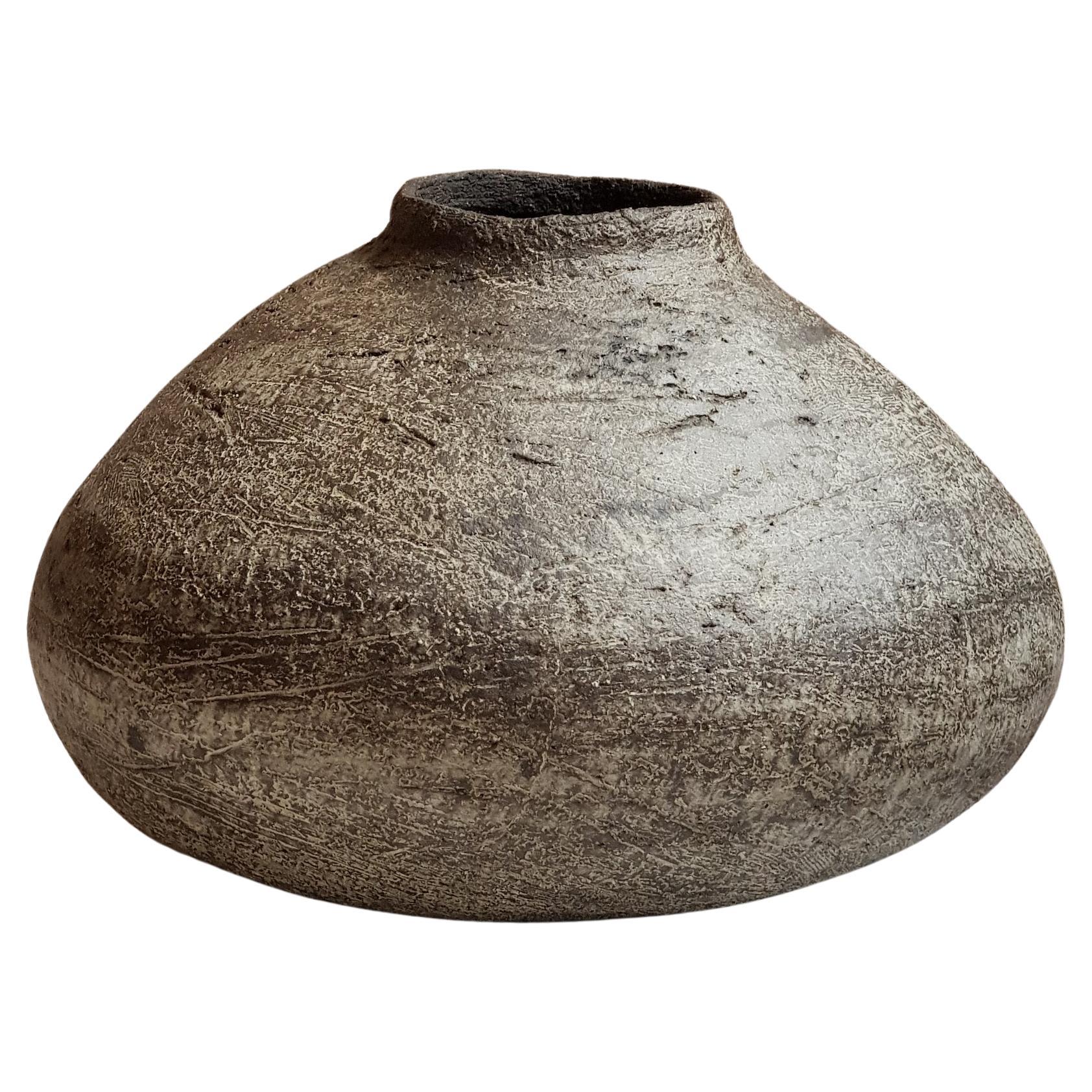 Black Stoneware Chytra Vase by Elena Vasilantonaki For Sale