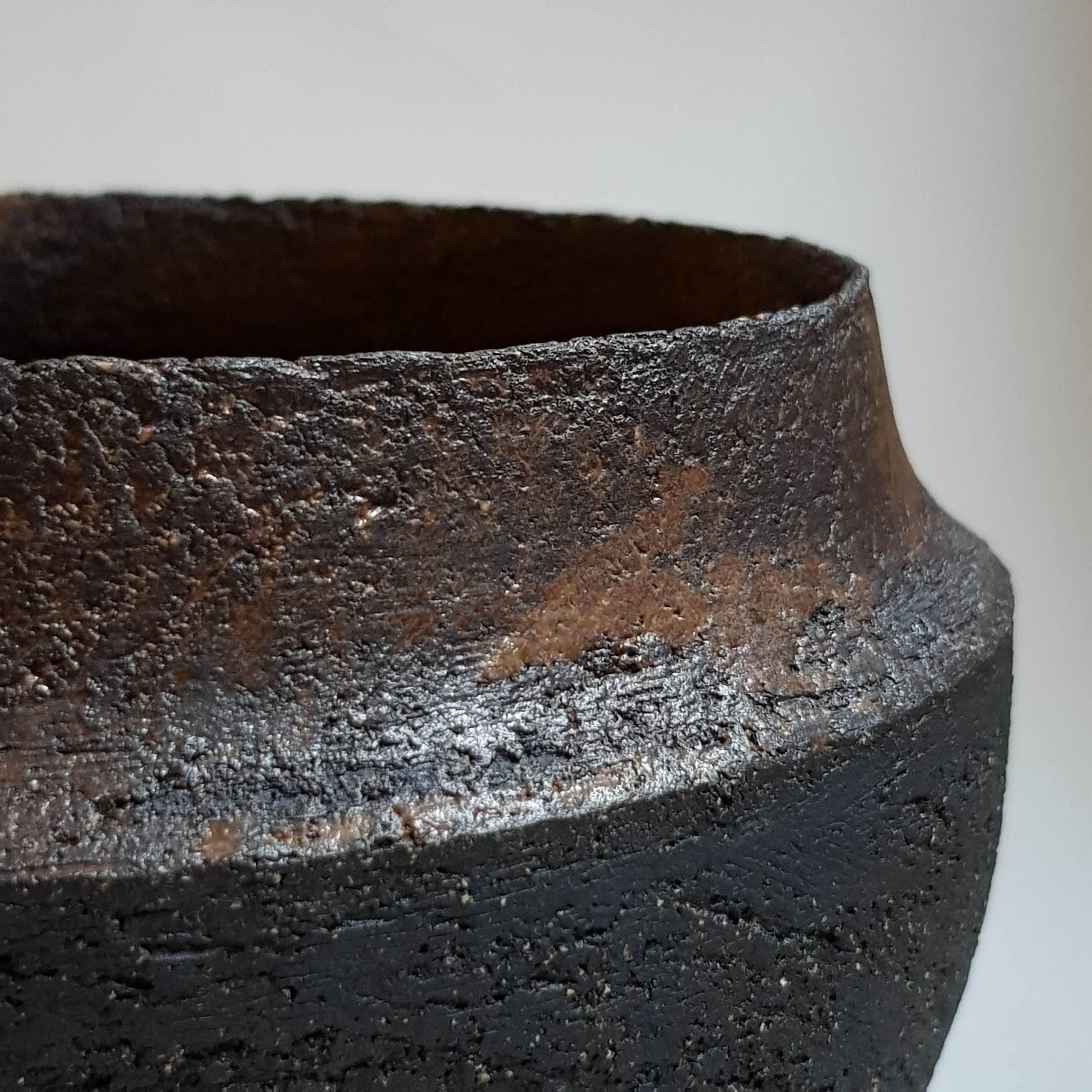 Greek Black Stoneware Dinos Vase by Elena Vasilantonaki For Sale