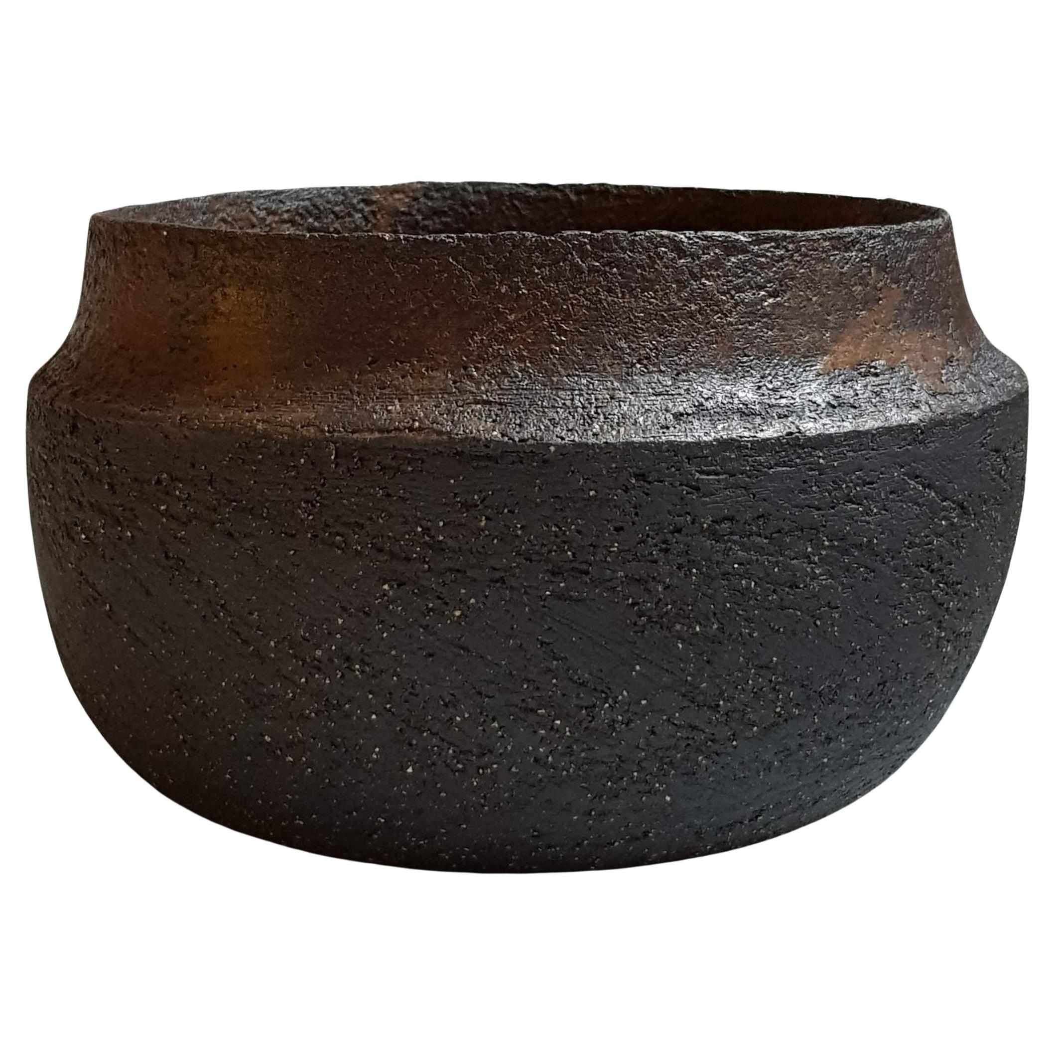 Black Stoneware Dinos Vase by Elena Vasilantonaki For Sale