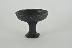 Black Stoneware Goblet with Black Metallic Glaze