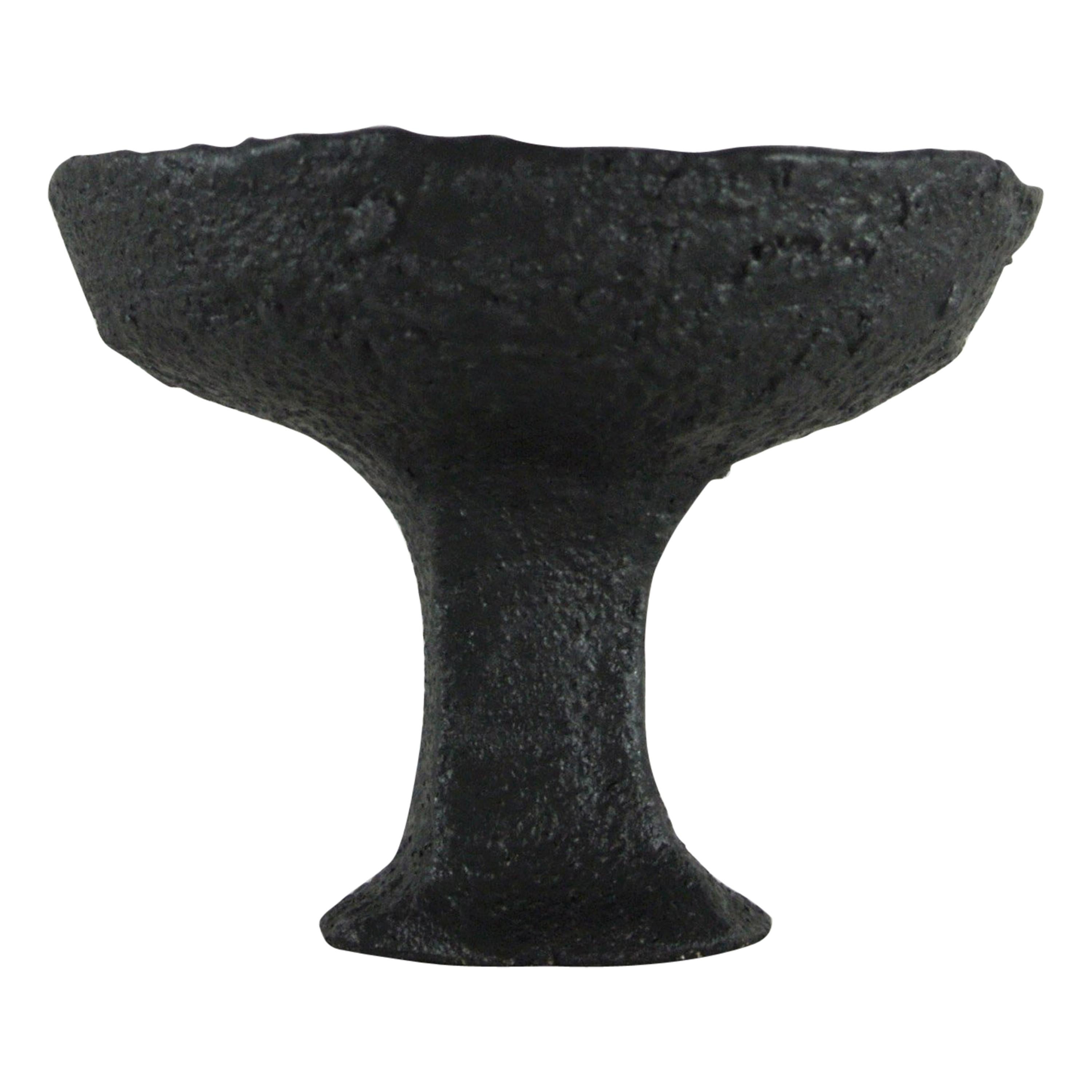 Black Stoneware Goblet with Black Metallic Glaze im Angebot