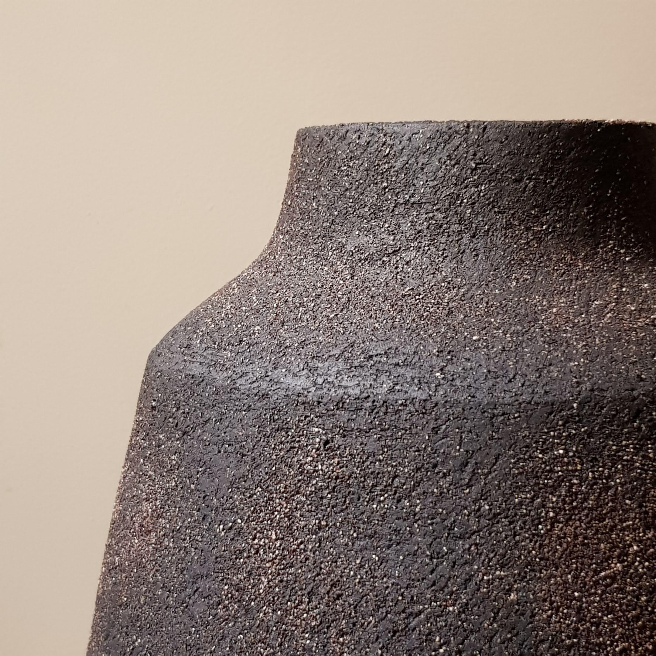 Other Black Stoneware Kados Vase by Elena Vasilantonaki For Sale