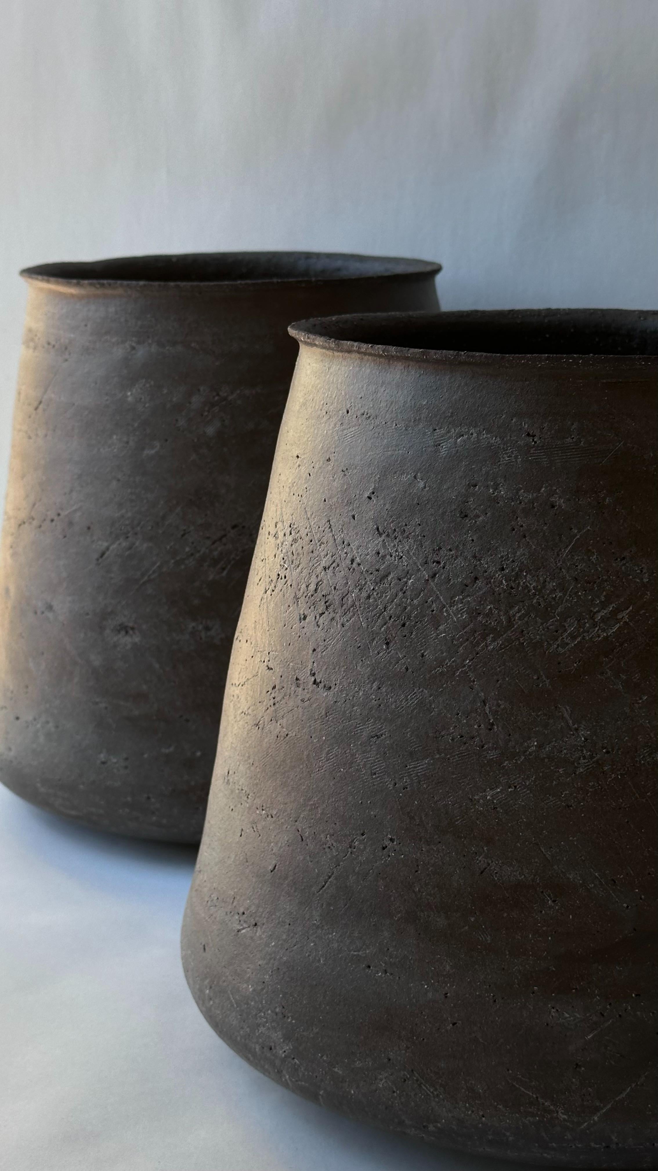 Black Stoneware Kalathos Vase by Elena Vasilantonaki For Sale 3