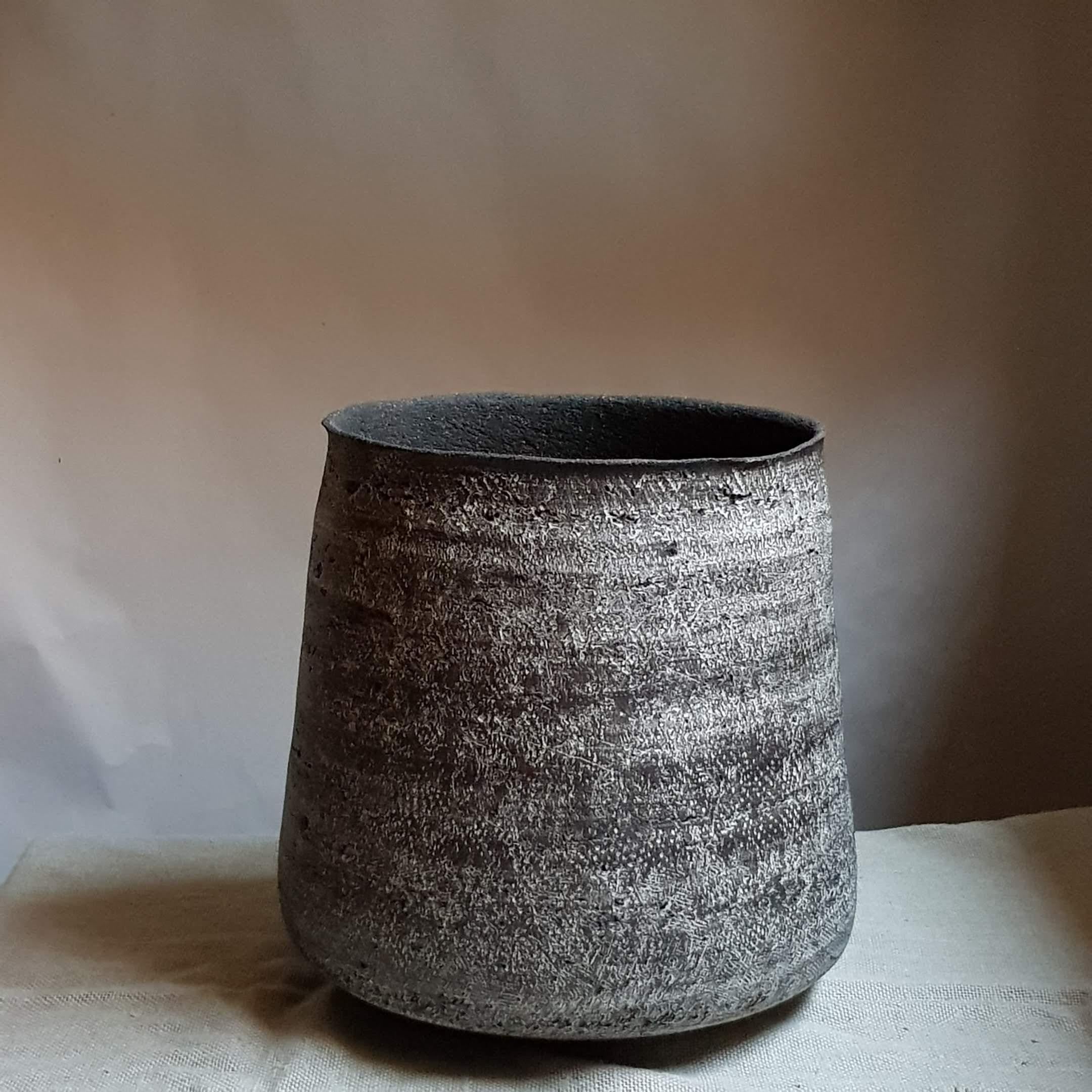 Black Stoneware Kalathos Vase by Elena Vasilantonaki For Sale 6