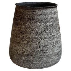 Black Stoneware Kalathos Vase by Elena Vasilantonaki