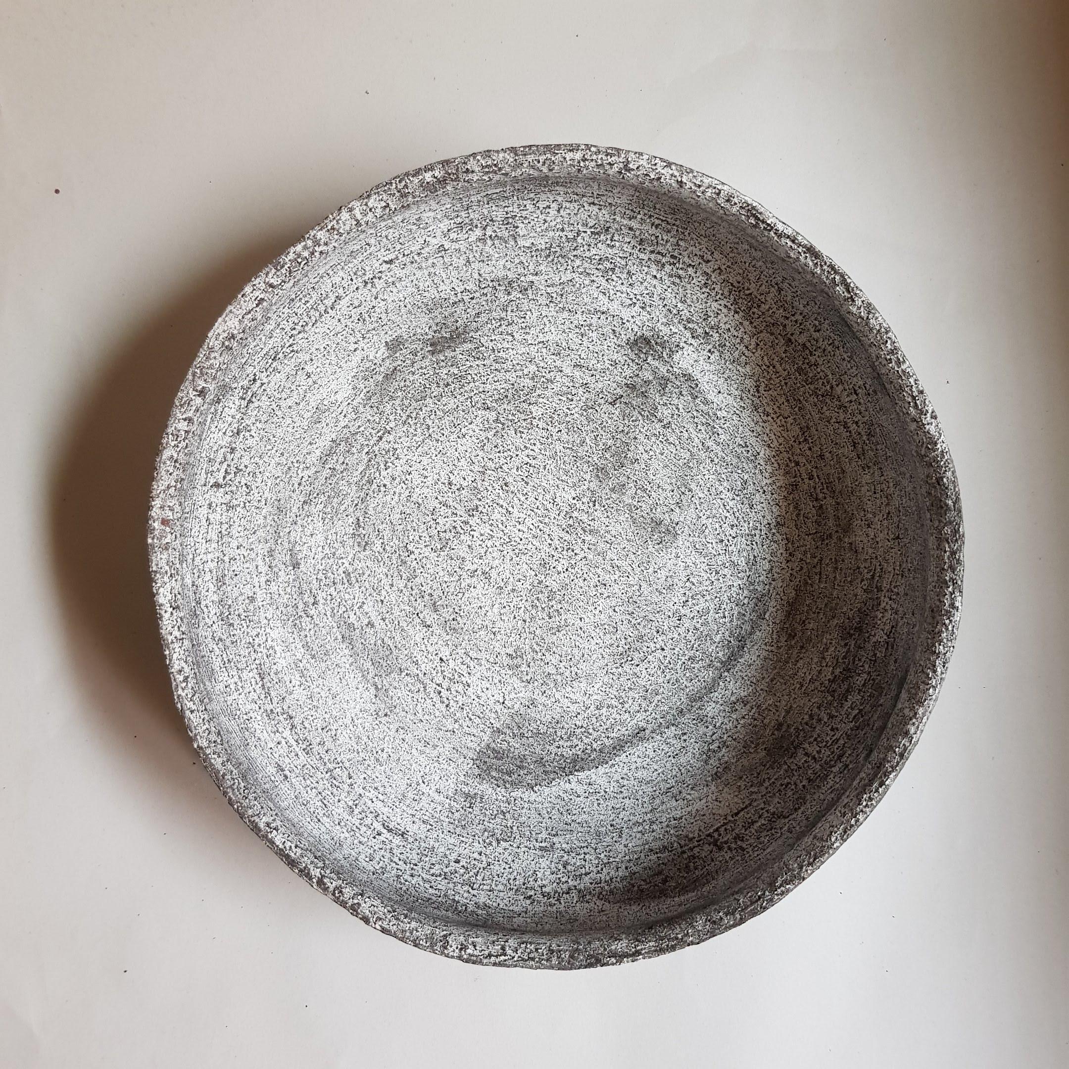 Post-Modern Black Stoneware Phiale Plate by Elena Vasilantonaki For Sale