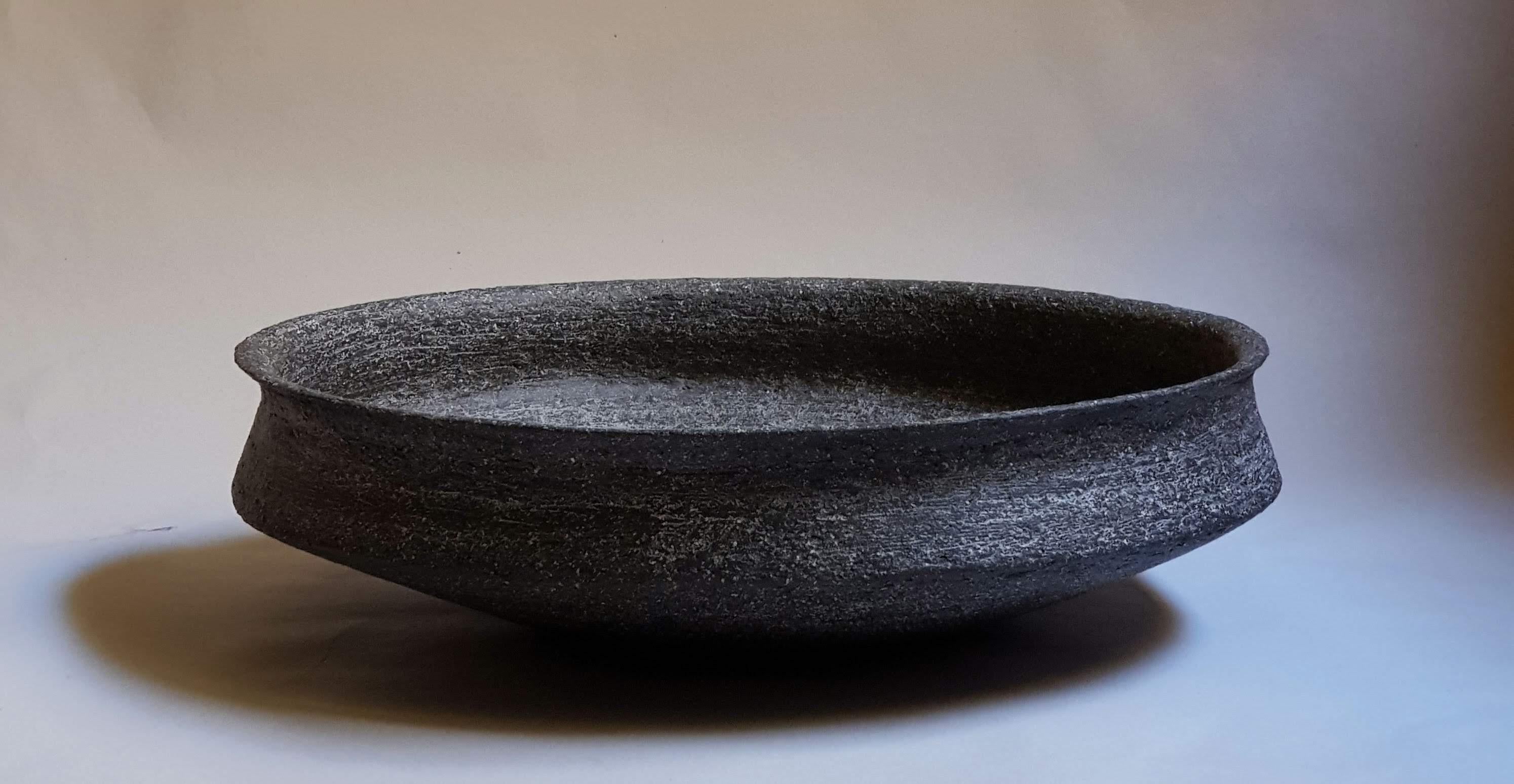 Black Stoneware Phiale Plate by Elena Vasilantonaki For Sale 2