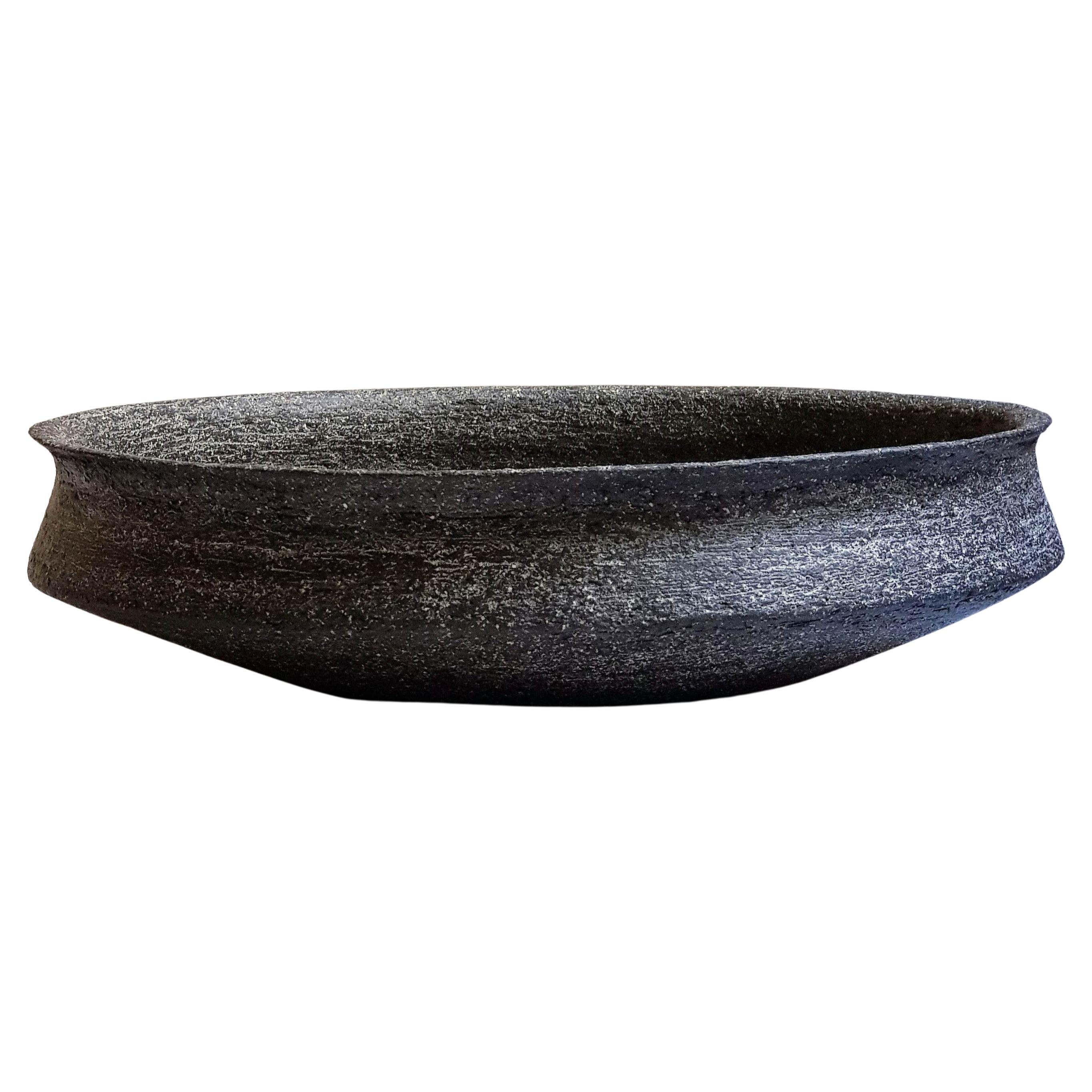 Black Stoneware Phiale Plate by Elena Vasilantonaki For Sale