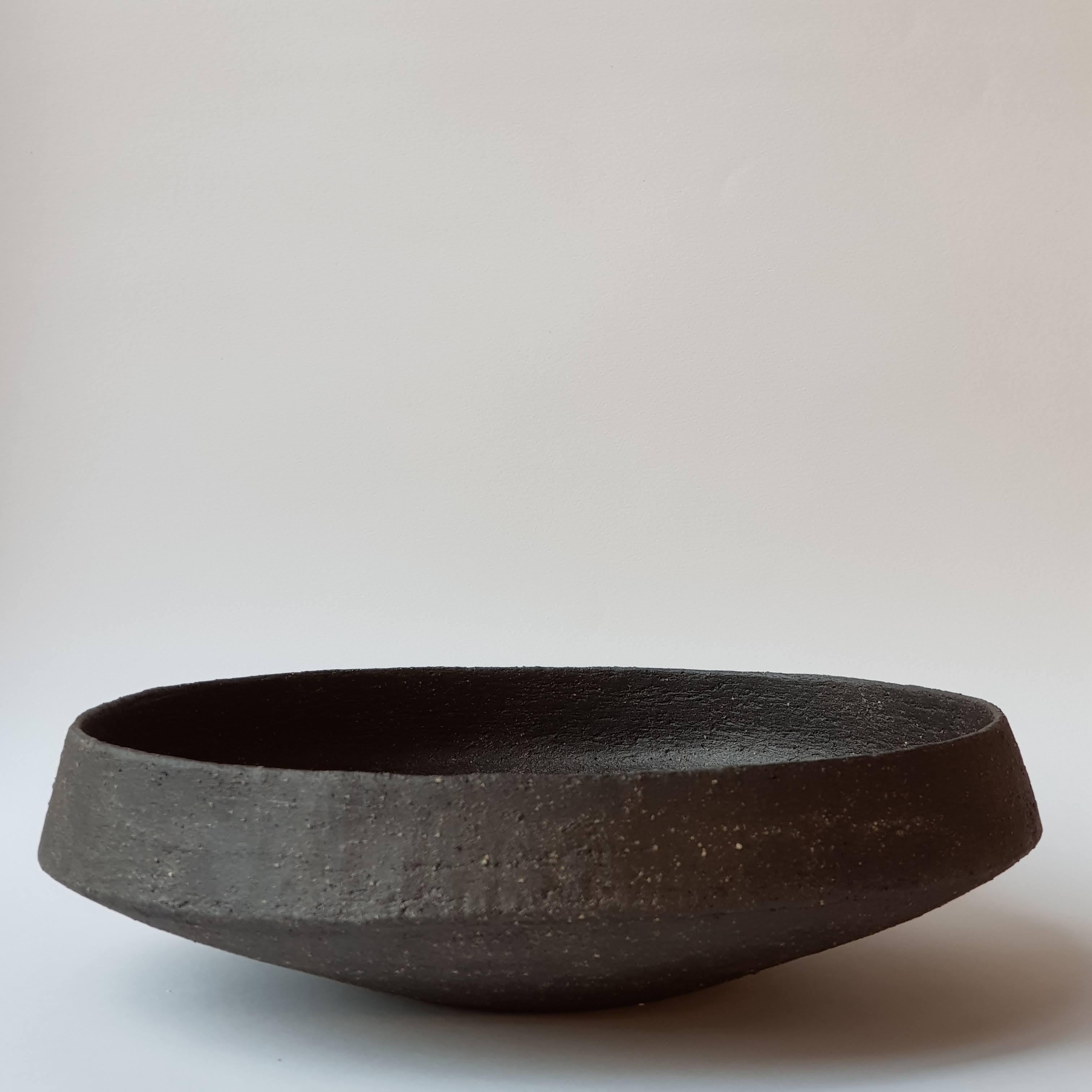 Post-Modern Black Stoneware Pinakio Plate by Elena Vasilantonaki For Sale