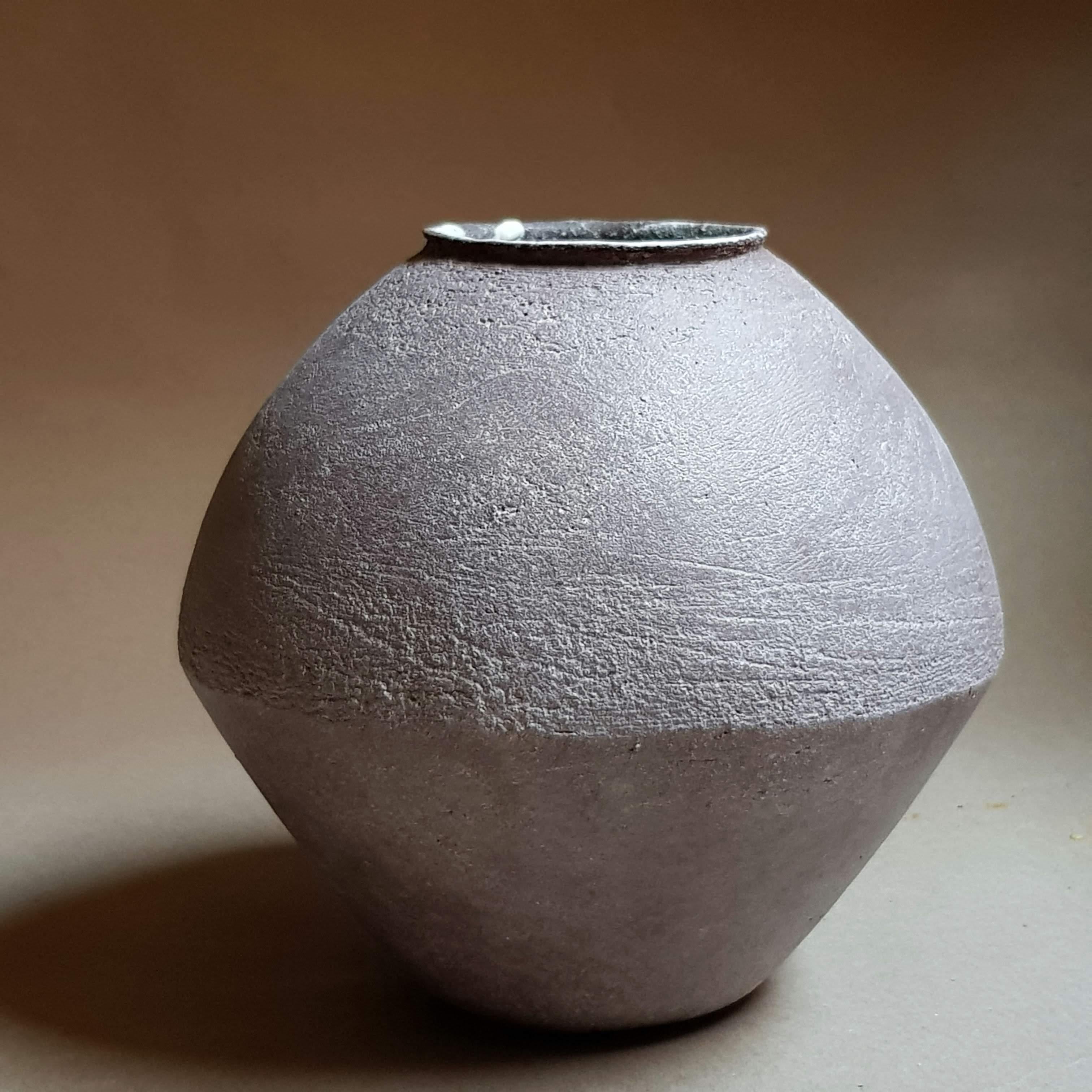 Black Stoneware Psykter Vase by Elena Vasilantonaki For Sale 9