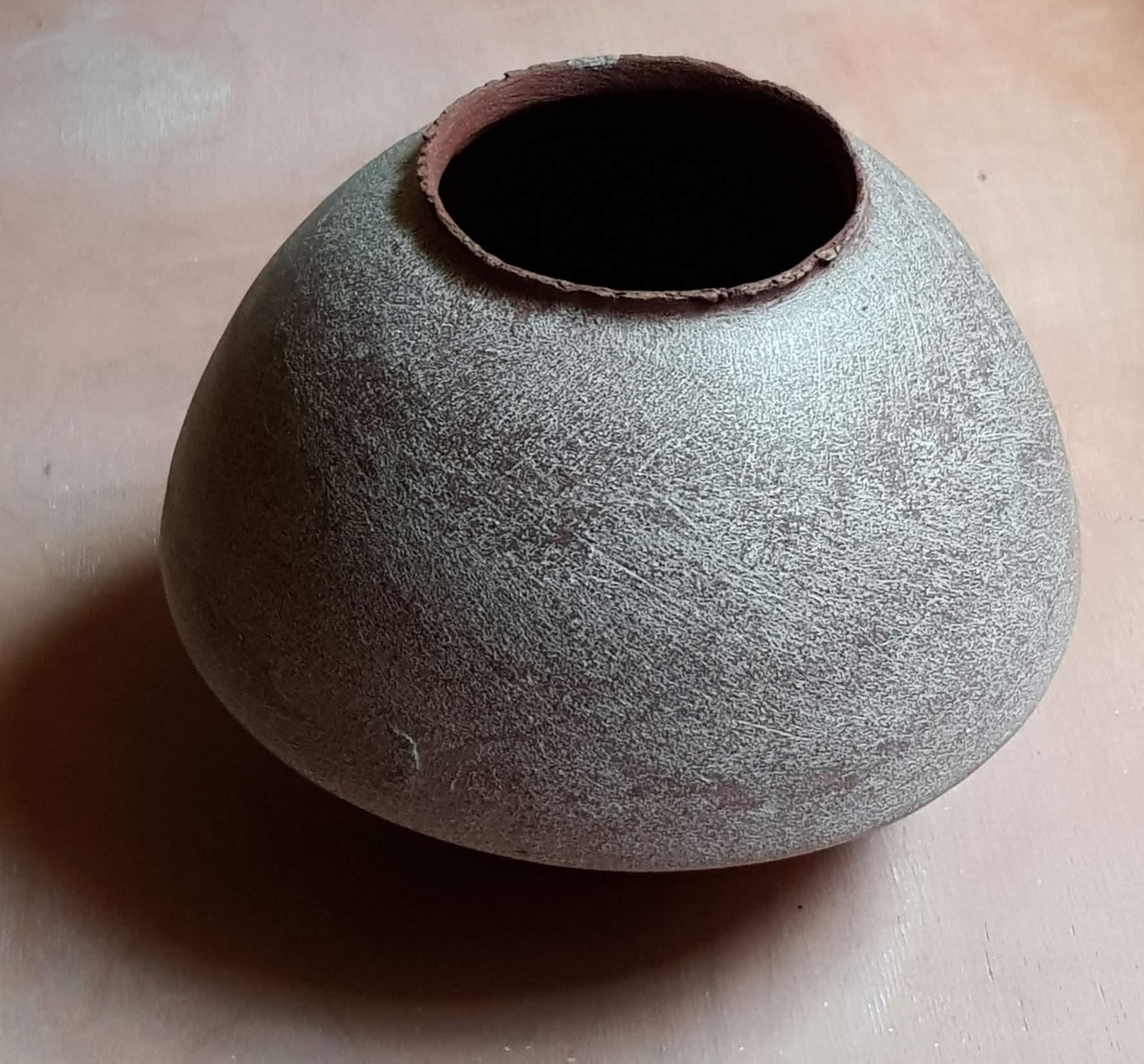 Black Stoneware Psykter Vase by Elena Vasilantonaki For Sale 11