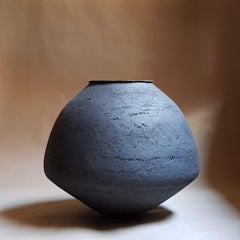 Black Stoneware Psykter Vase by Elena Vasilantonaki