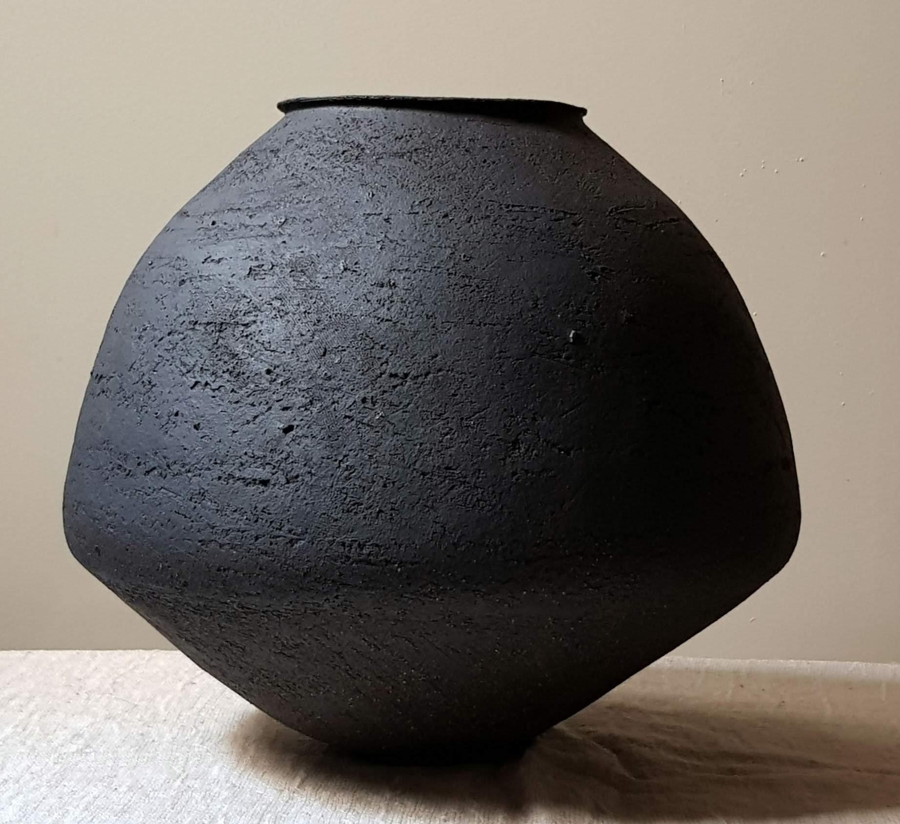 Other Black Stoneware Psykter Vase by Elena Vasilantonaki For Sale