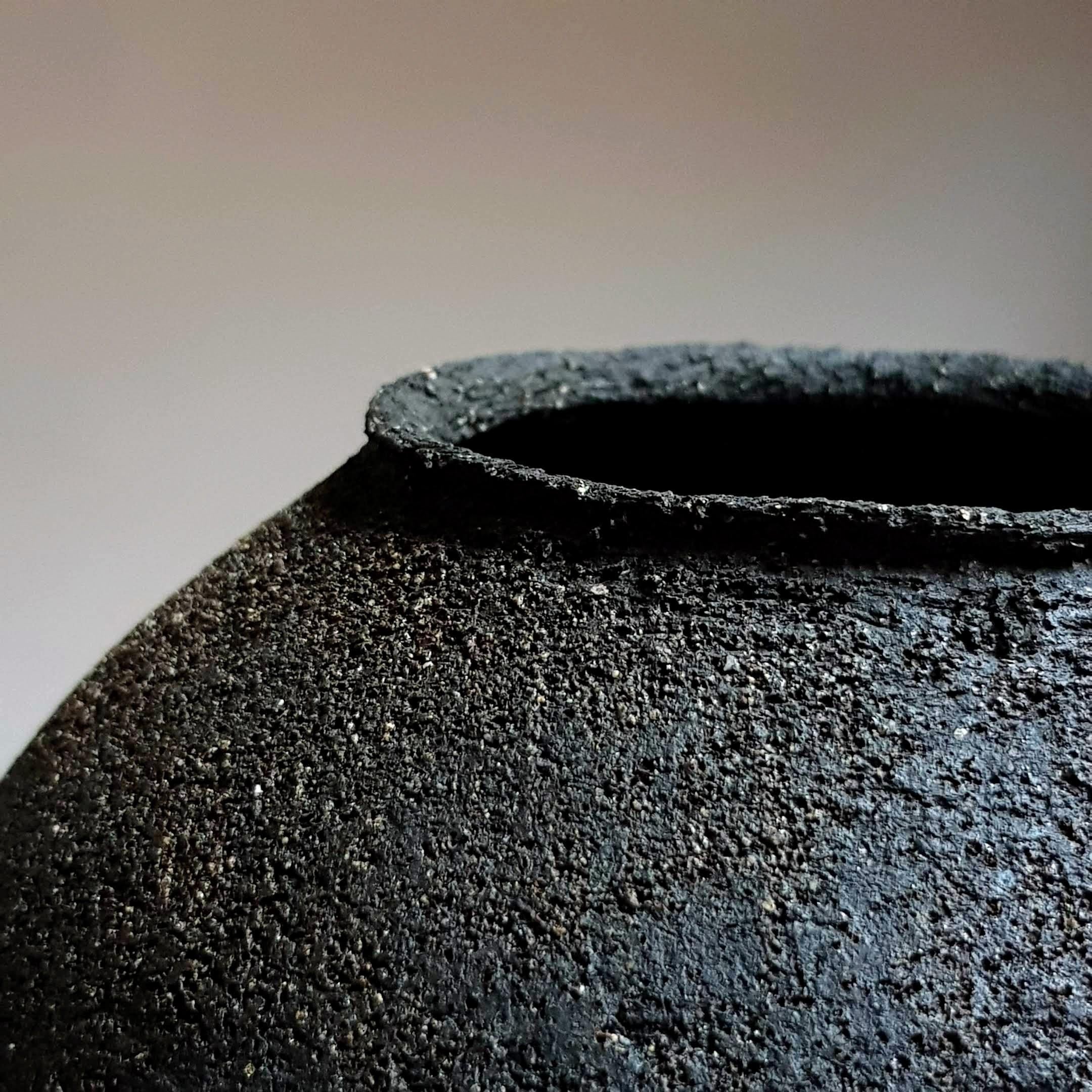 Contemporary Black Stoneware Psykter Vase by Elena Vasilantonaki For Sale