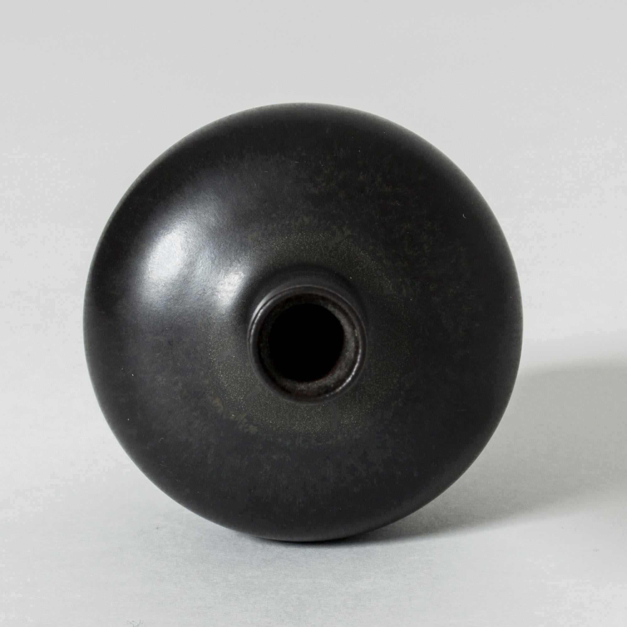 Scandinavian Modern Black Stoneware Vase by Carl-Harry Stålhane