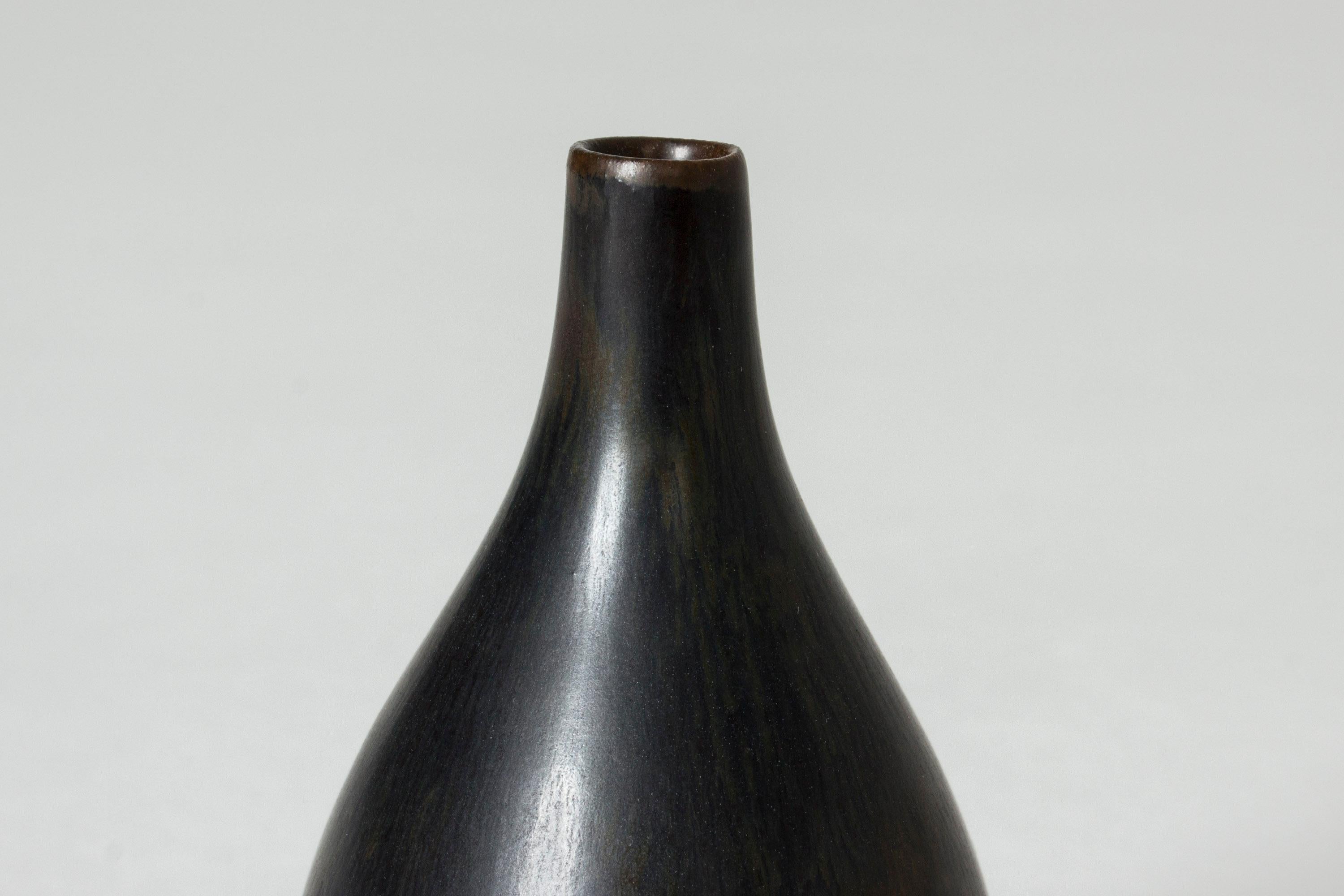 Swedish Black Stoneware Vase by Carl-Harry Stålhane For Sale