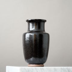 Black Stoneware Vase by Swedish Ceramist Roger Nilsson, Höganäs, Sweden, 1987.