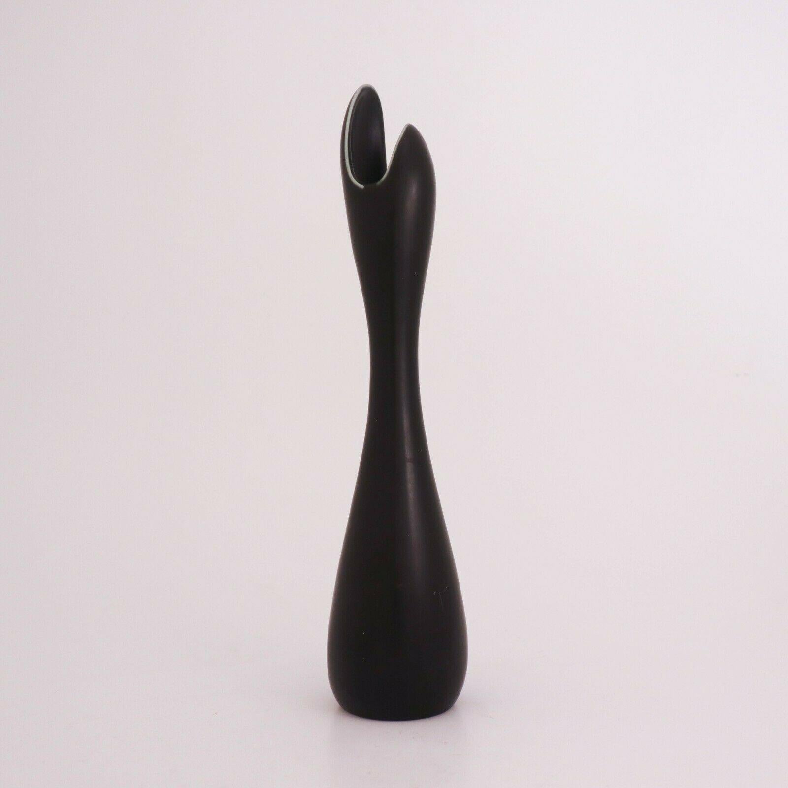Swedish Black Vase Caolina, Gunnar Nylund, Rörstrand, 1950-1960s, Scandinavian Modern