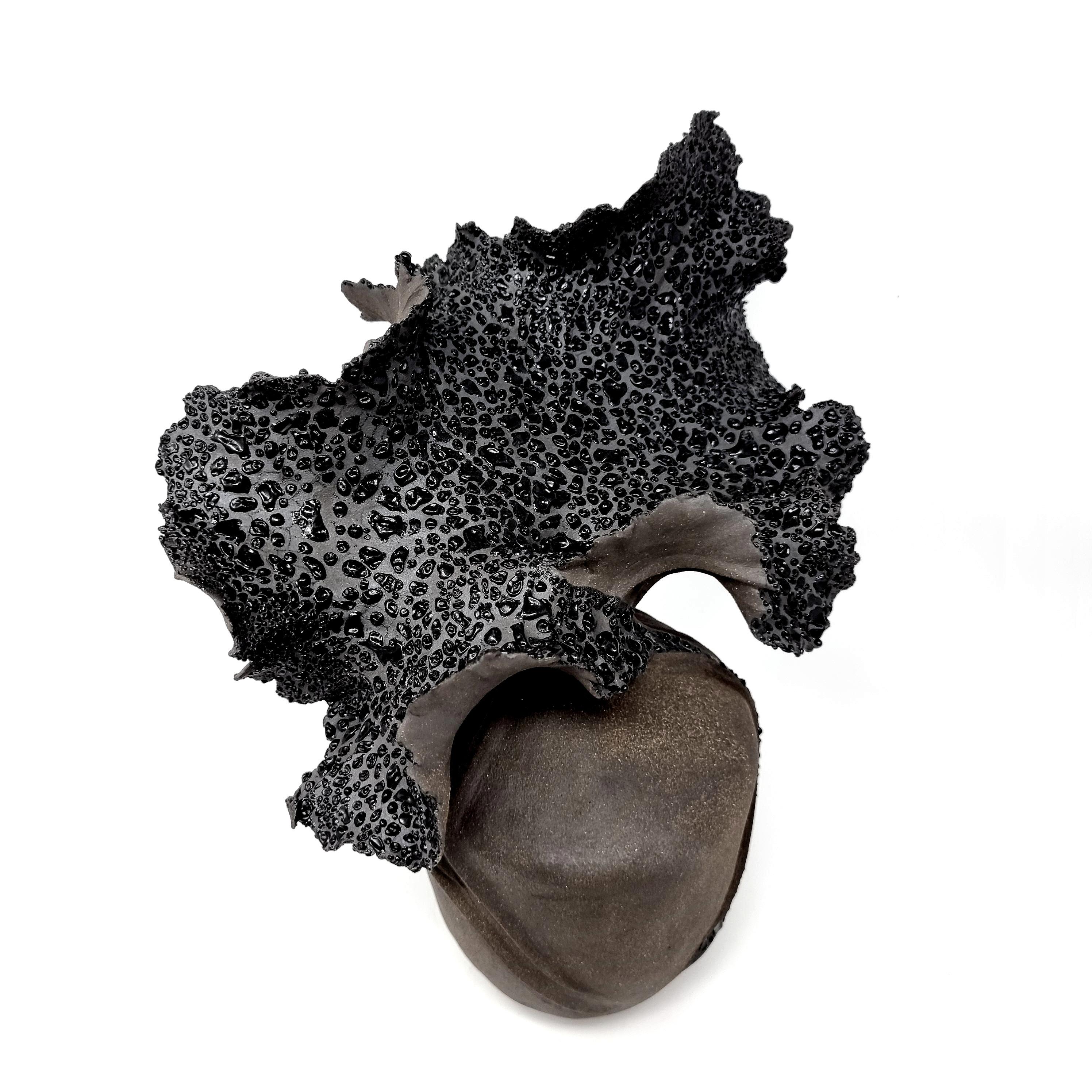 Danish Black Stonewear Bouque Sculpture // 184