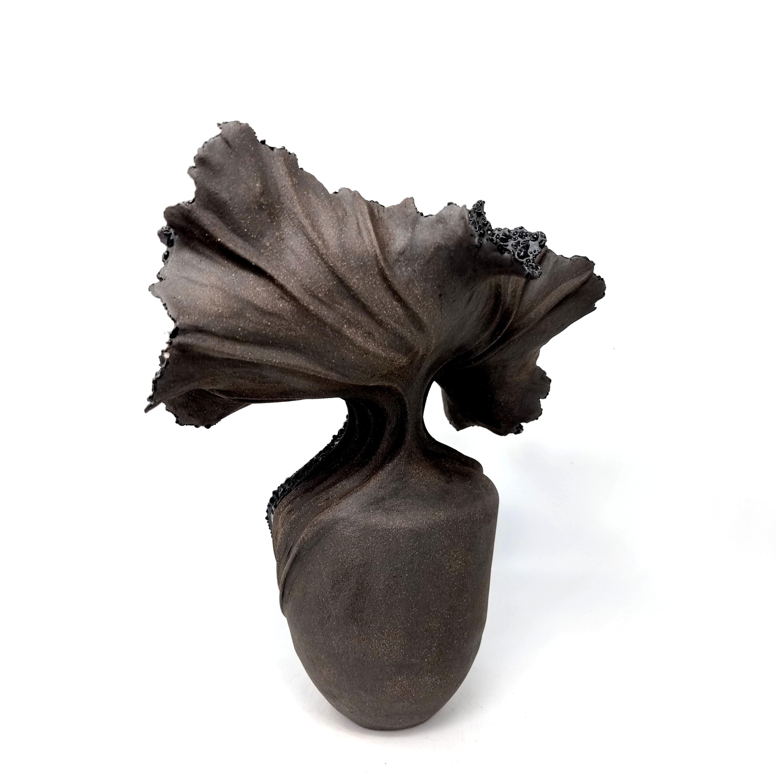Contemporary Black Stonewear Bouque Sculpture // 184