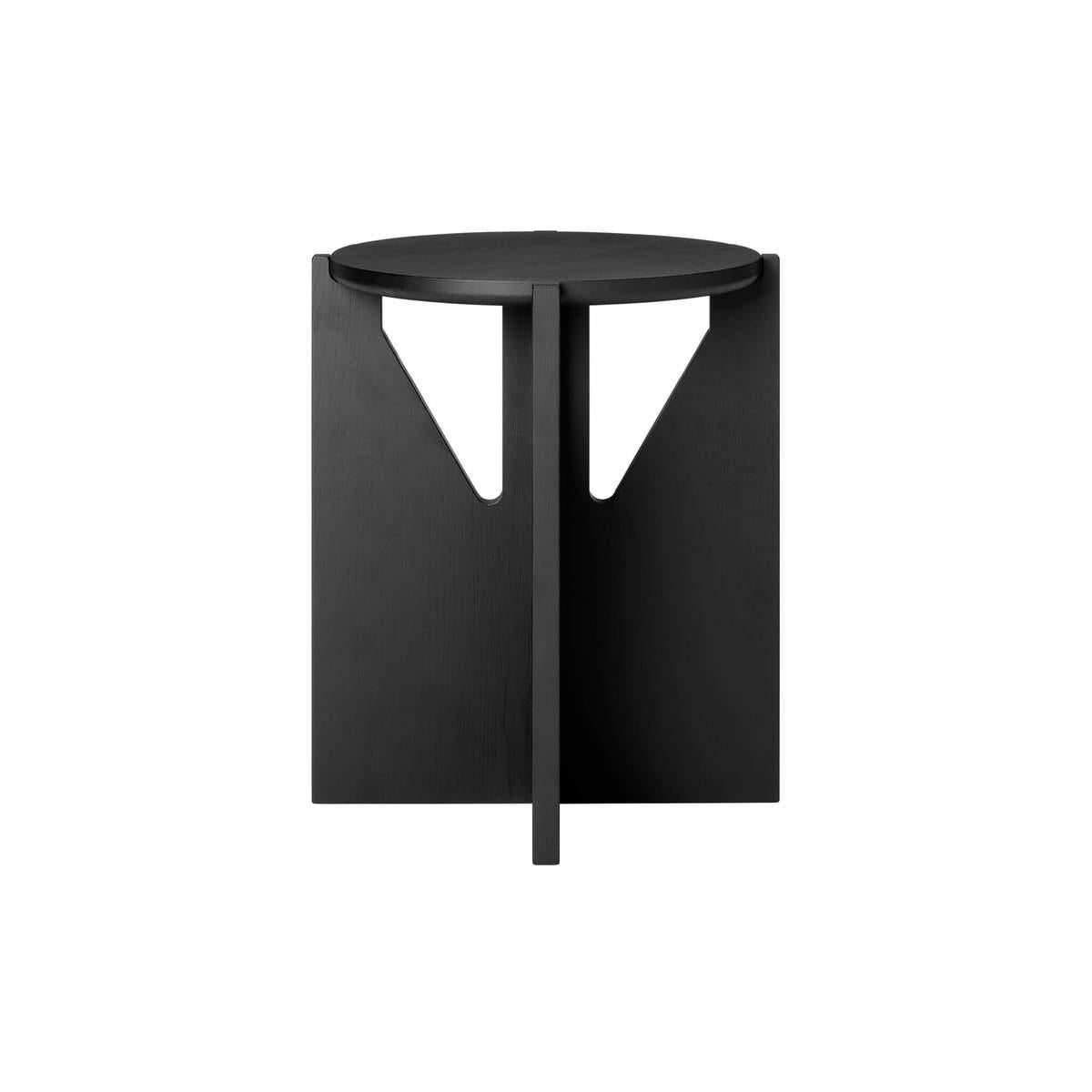 Black stool by Kristina Dam Studio.
Materials: Solid oak with black lacquer. 
Also available in other colors and sizes. 
Dimensions: 36 x 36 x H 42cm.

The Stool from Kristina Dam is an elegant and thoroughly designed piece of flat-pack